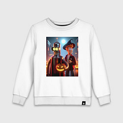 Свитшот хлопковый детский Бендер и Фрай в шляпе - ночь на хэллоуин, цвет: белый