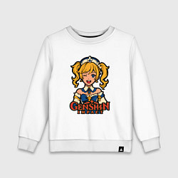 Свитшот хлопковый детский Поп-арт Барбары Genshin Impact, цвет: белый