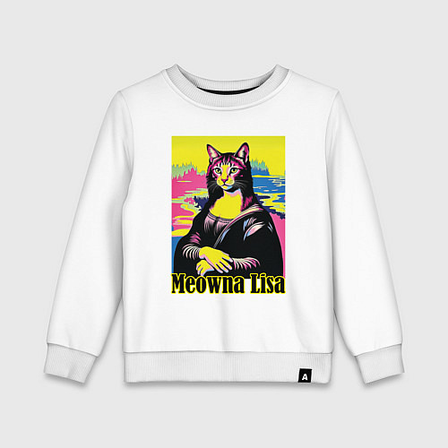 Детский свитшот Meowna Lisa, на цветном / Белый – фото 1