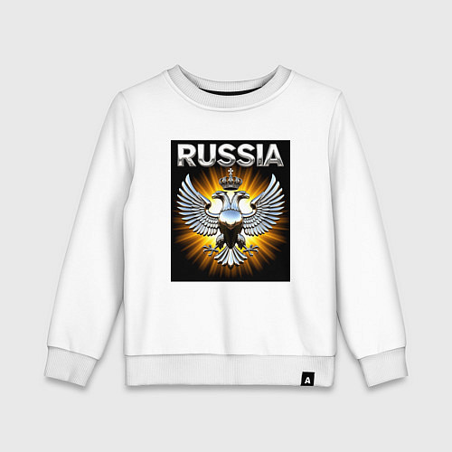 Детский свитшот Серебряный орёл с надписью / Белый – фото 1