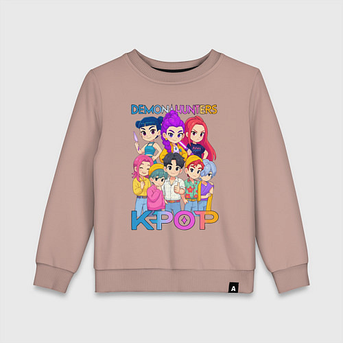 Детский свитшот Кей-поп-охотницы на демонов Саджа Руми Мира Зои / Пыльно-розовый – фото 1