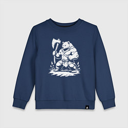 Свитшот хлопковый детский Ярославский медведь-воин, цвет: тёмно-синий