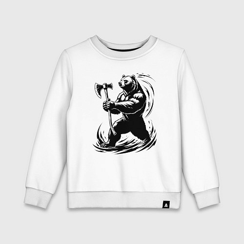 Детский свитшот Медведь-воин Ярославль / Белый – фото 1