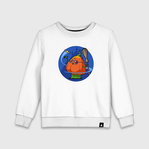 Детский свитшот Тыквочка с метлой / Белый – фото 1