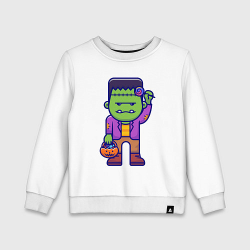 Детский свитшот Франкенштейн с конфетами / Белый – фото 1