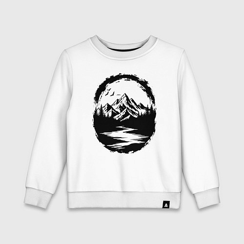 Детский свитшот Река в горах Алтая / Белый – фото 1