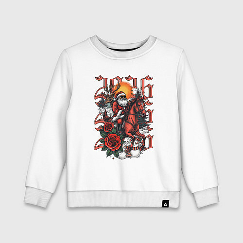 Детский свитшот Дед Мороз на красном коне 2026 / Белый – фото 1