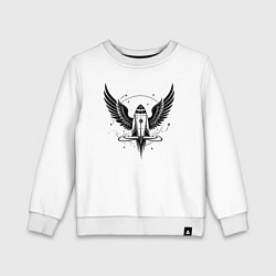 Свитшот хлопковый детский Крылатая ракета в космосе, цвет: белый