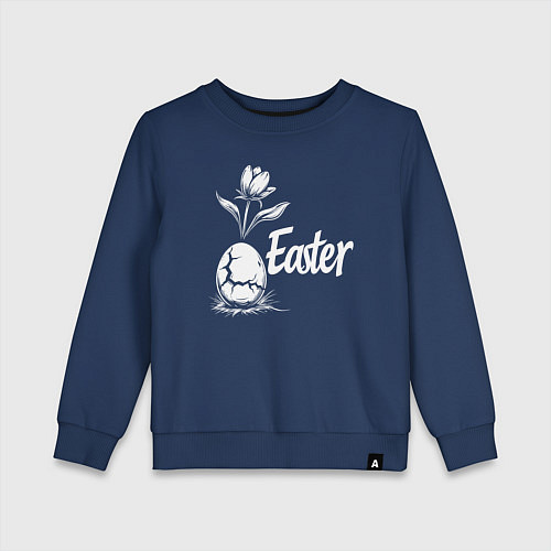 Детский свитшот Пасхальное яйцо с цветком / Тёмно-синий – фото 1
