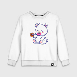 Свитшот хлопковый детский Мишка с пончиками, цвет: белый