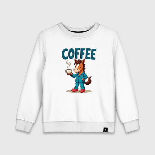 Детский свитшот Кофе с лошадью / Белый – фото 1