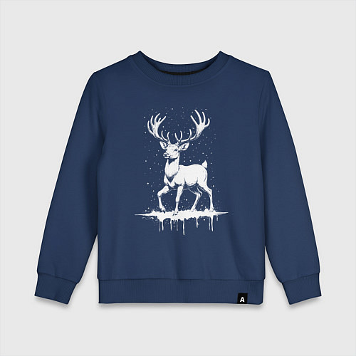 Детский свитшот Олень в снегу / Тёмно-синий – фото 1