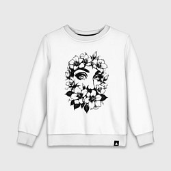 Свитшот хлопковый детский Цветочный взгляд, цвет: белый