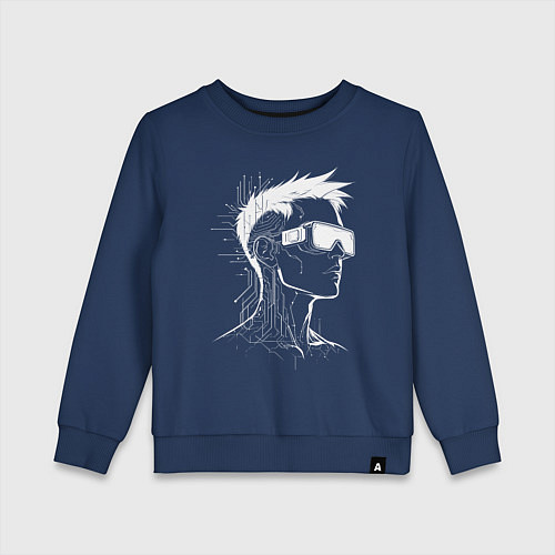 Детский свитшот Киберпанкер в очках / Тёмно-синий – фото 1