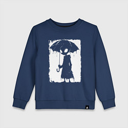Свитшот хлопковый детский Пришелец с зонтом, цвет: тёмно-синий