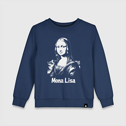 Свитшот хлопковый детский Мона Лиза белая, цвет: тёмно-синий