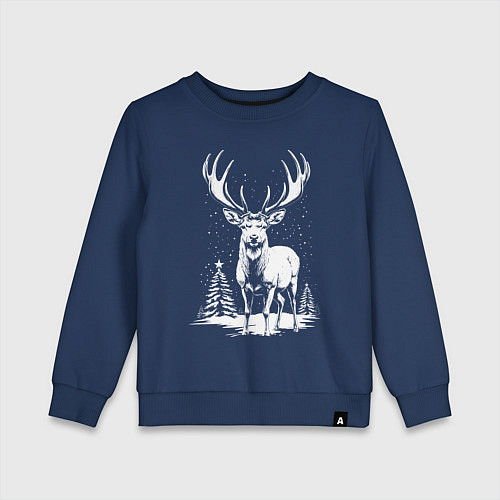 Детский свитшот Зимний олень / Тёмно-синий – фото 1