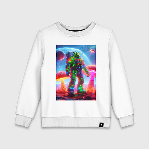 Детский свитшот Космонавт Шрек в неоновом скафандре / Белый – фото 1