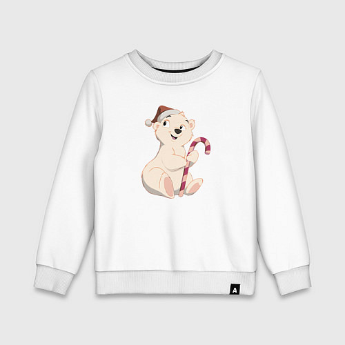 Детский свитшот Медвежонок с конфетой / Белый – фото 1