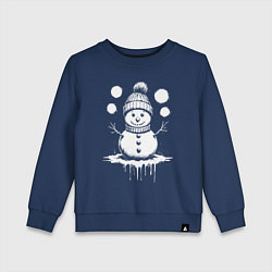 Детский свитшот Снеговик в вязаной шапке