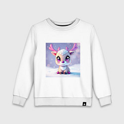 Детский свитшот Оленёнок с сердечками в глазах и розовыми рожками