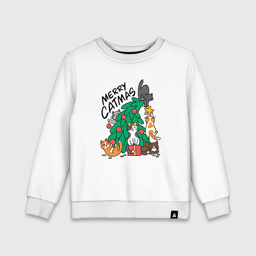 Детский свитшот Merry catmas / Белый – фото 1