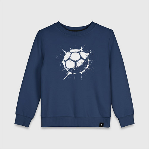 Детский свитшот Футбольный мяч в белой краске / Тёмно-синий – фото 1
