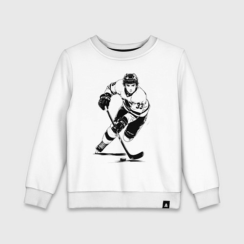 Детский свитшот Аниме хоккеист в атаке / Белый – фото 1