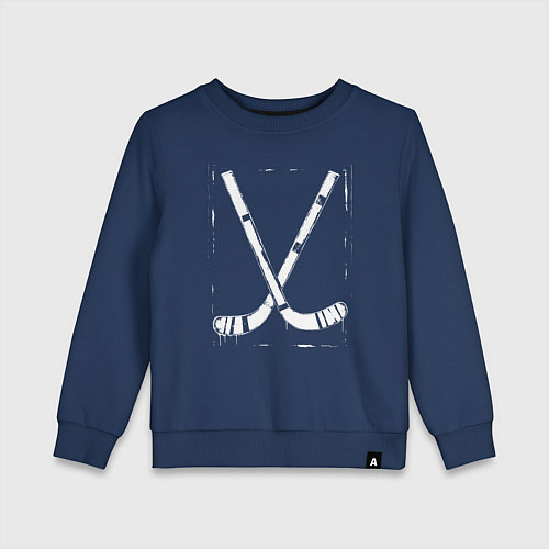 Детский свитшот Перекрестие хоккейных клюшек / Тёмно-синий – фото 1