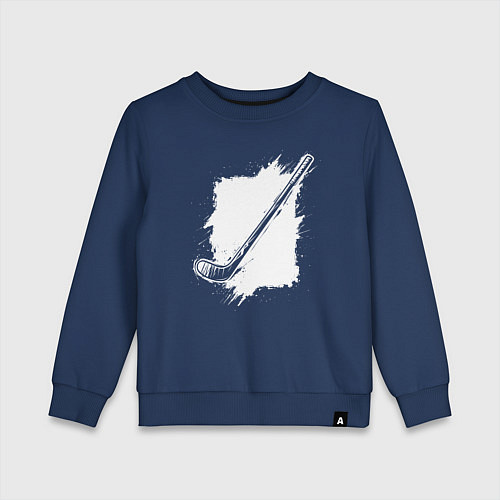 Детский свитшот Хоккейная клюшка в квадрате / Тёмно-синий – фото 1