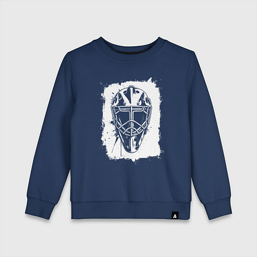 Детский свитшот Вратарская маска в белом квадрате / Тёмно-синий – фото 1
