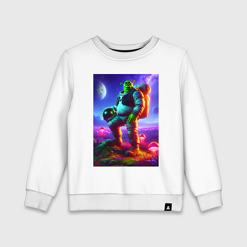 Детский свитшот Космонавт Шрек на похожей планете / Белый – фото 1