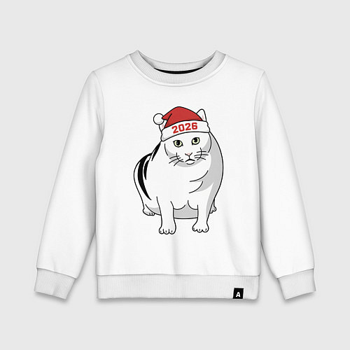 Детский свитшот Мемный кот Бендер - 2026 / Белый – фото 1