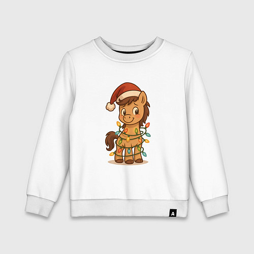 Детский свитшот Лошадка в гирлянде / Белый – фото 1