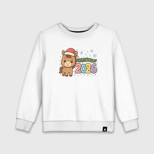 Детский свитшот Новогодняя лошадка 2026 / Белый – фото 1