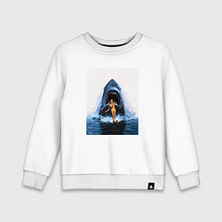 Свитшот хлопковый детский Челюсти, цвет: белый