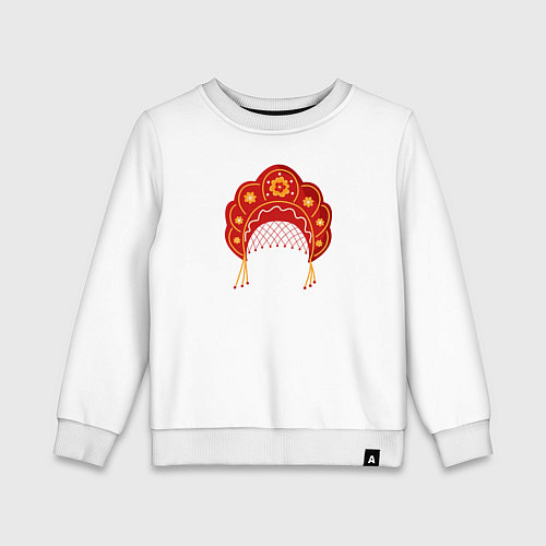 Детский свитшот Старинный русский головной убор кокошник / Белый – фото 1