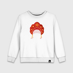 Свитшот хлопковый детский Старинный русский головной убор кокошник, цвет: белый