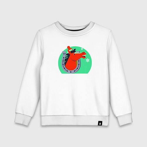 Детский свитшот Красная лошадь и подкова / Белый – фото 1