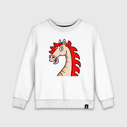 Детский свитшот Лошадь с огненной гривой, символ года / Белый – фото 1