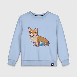 Свитшот хлопковый детский Хипстер Корги, цвет: мягкое небо