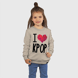 Свитшот хлопковый детский I love kpop, цвет: миндальный — фото 2