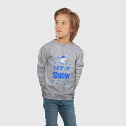 Свитшот хлопковый детский Снеговик Let it snow, цвет: меланж — фото 2