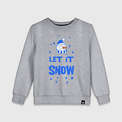 Свитшот хлопковый детский Снеговик Let it snow, цвет: меланж
