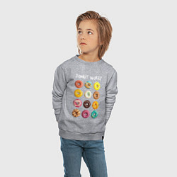 Свитшот хлопковый детский Donut Worry, цвет: меланж — фото 2