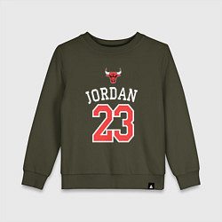 Свитшот хлопковый детский Jordan 23, цвет: хаки