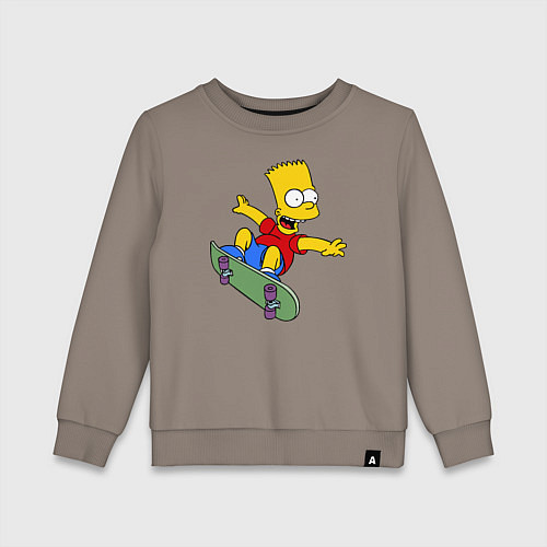 Детский свитшот Барт на скейте / Утренний латте – фото 1