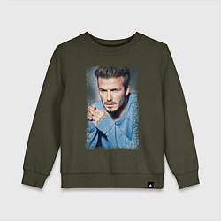 Свитшот хлопковый детский David Beckham: Portrait, цвет: хаки