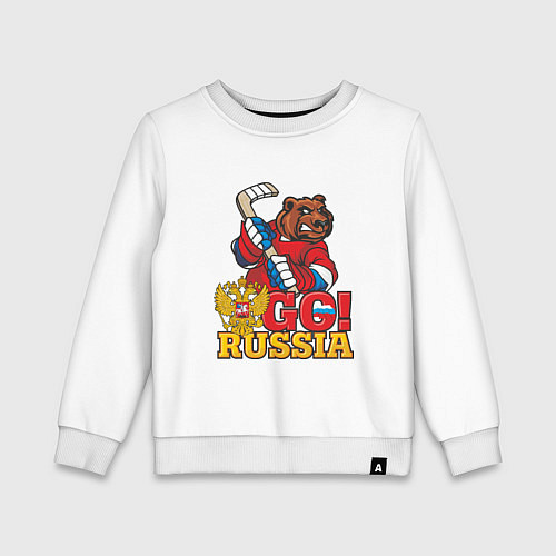 Детский свитшот Hockey: Go Russia / Белый – фото 1