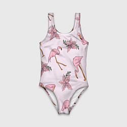 Купальник для девочки Розовый фламинго, цвет: 3D-принт